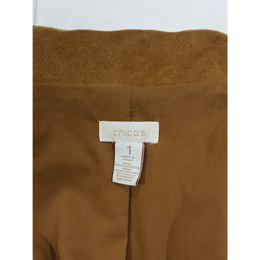Chico’s women's embellished faux suede jacket sz 1 luxe‎ boho chic artisan glam - Picture 3 of 6